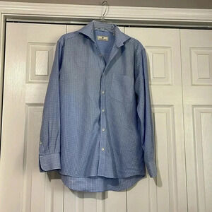 Southern Pines Blue Casual Classic Mens Button Down Shirt